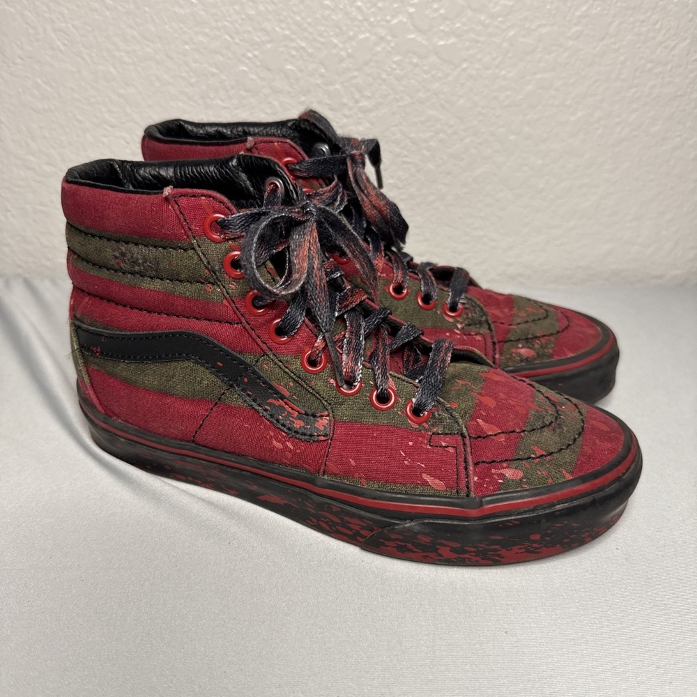 Vans Red and Green High-Top Sneakers